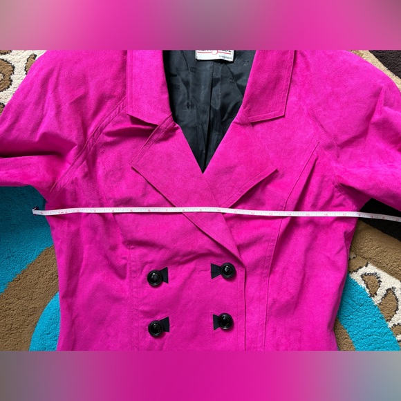 Ultra Suede Hot Pink Double-Breasted Blazer - Picture 4 of 7